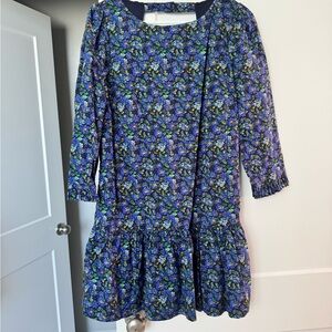 Free People Floral Backless Dress in Blue and Green